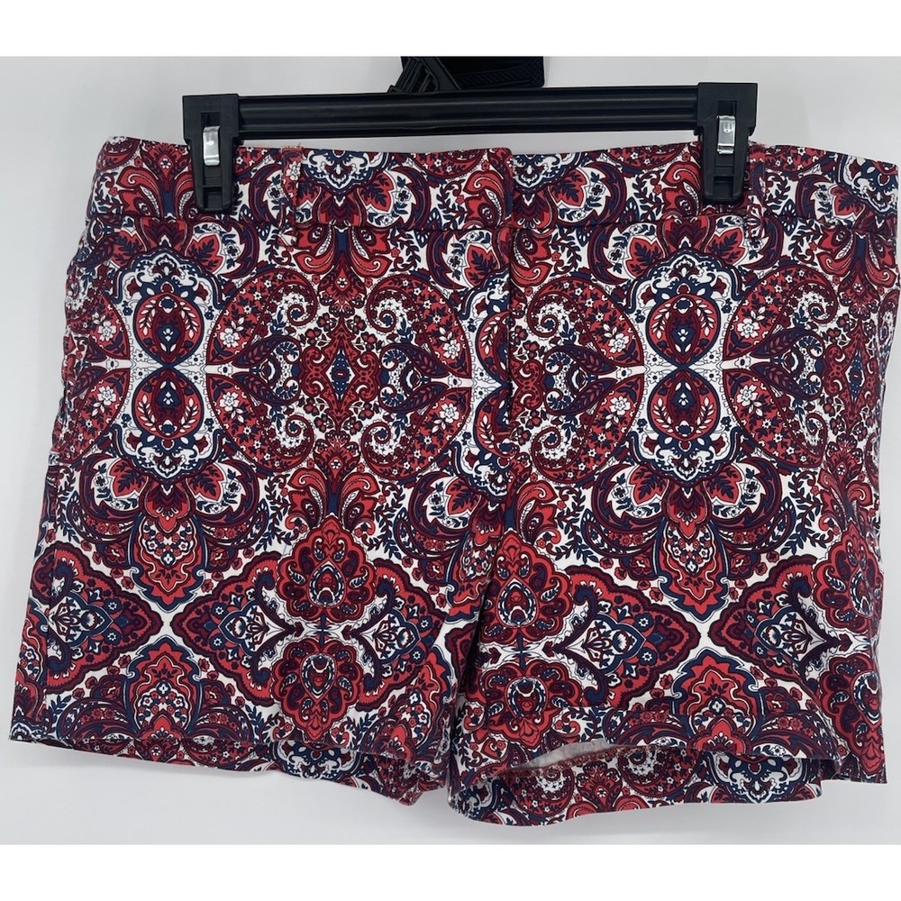 Kenar Women's Chino Shorts‎ Size 12Red White Blue Paisley